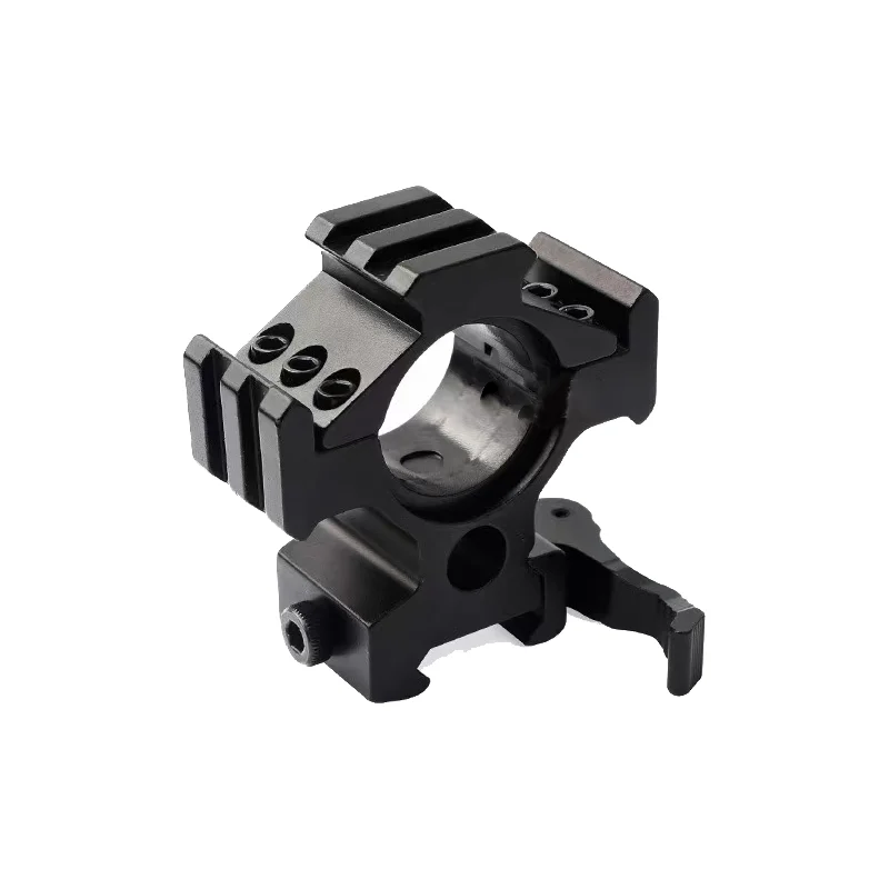 Three Sided Guide Rail Optical Sight Flashlight Holder, 1.25 Inches, 30mm Tube Ring, 20mm Weaver, Picatini Mounting Base