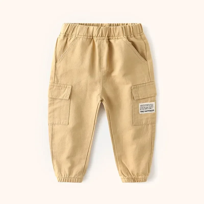 

Kids Cargo Pants Solid Color Children Casual Trousers with Multi Pockets Elastic Waist Boys Cargo Pant Streetwear Spring Autumn