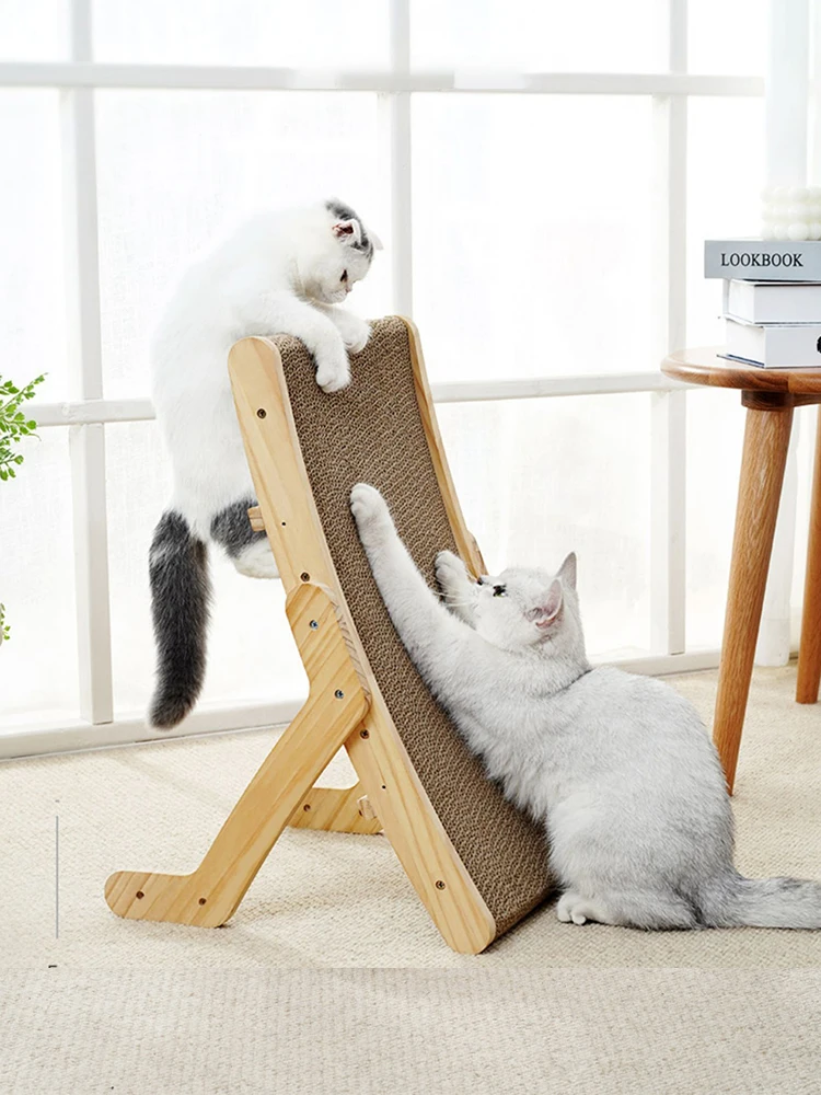 Cat Scratcher Board Wooden Frame Detachable Scrapers Bed 3 In 1 Scratching Post Anti-Scratch Toys Cats Training Grinding Claws