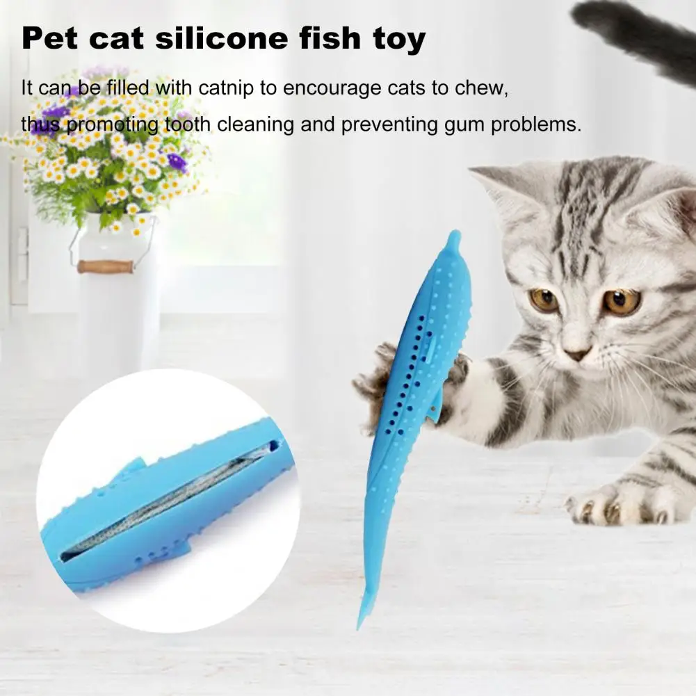 Interactive Silicone Fish Cat Toy Catnip Fillable Food-grade Teeth Cleaning Chew Stick For Cats Promotes Healthy Teeth Active