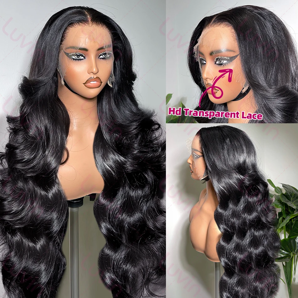 Luvin 250% HD 13x6 الدانتيل الجبهة باروكة من شعر طبيعي 40 42 بوصة شفافة الجسم موجة 6x6 إغلاق البرازيلي ريمي 13x4 الدانتيل شعر مستعار أمامي