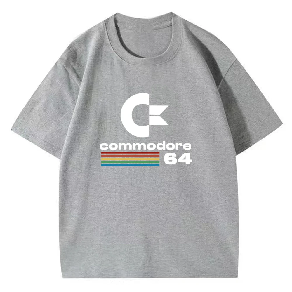 Camiseta con estampado de letras Commodore 64 para hombre, camisetas de algodón a la moda de verano, ropa de calle de diseño Retro fresco Unisex,