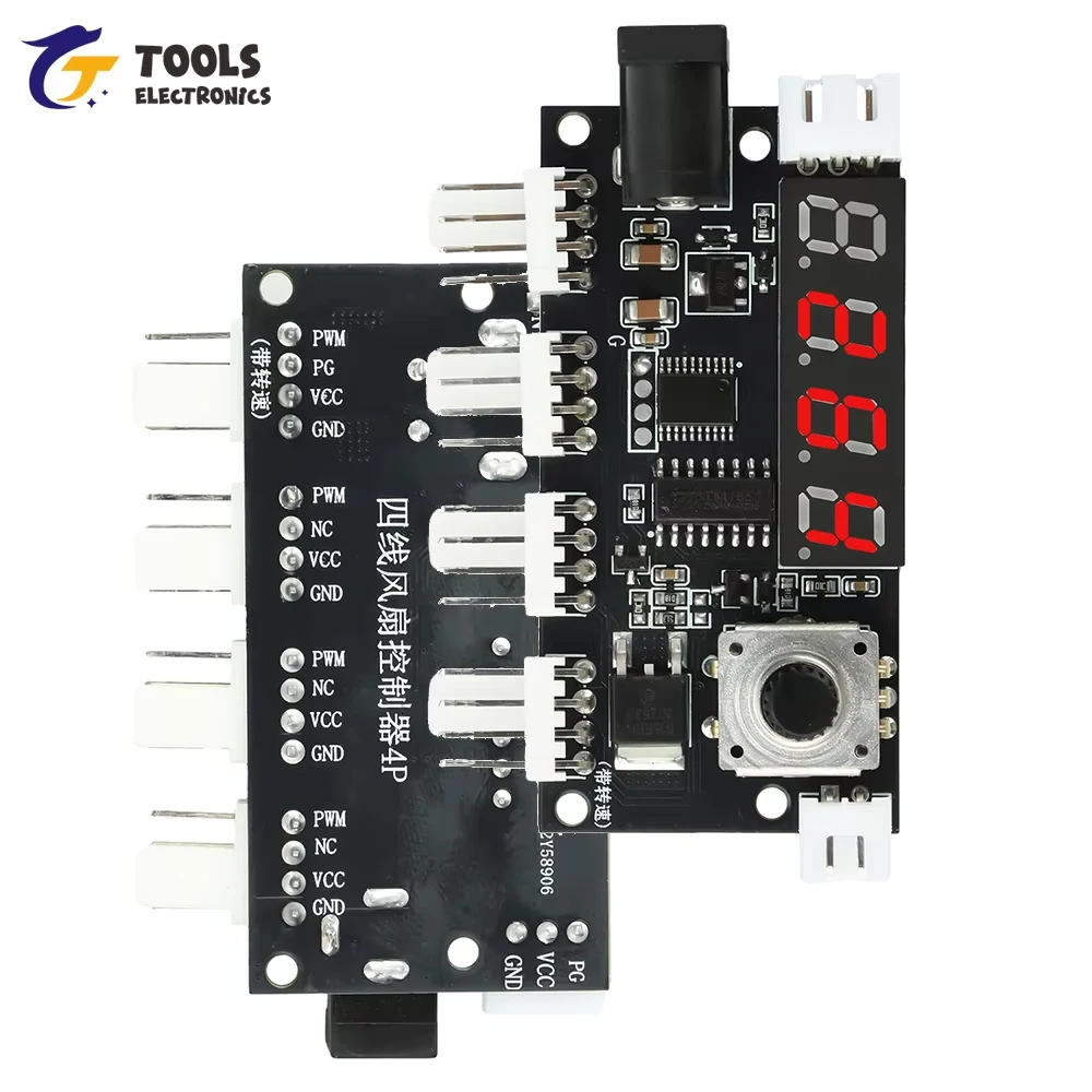 

DC 5-24V 5A 4-Wire PWM Fan Controller - Intelligent Temperature Control with Speed/Temp Display for Cooling System