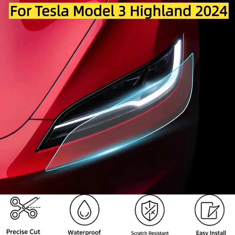 For Tesla Model 3 Highland 2024 TPU PPF Headlight Taillight Rearview Film Transparent Anti-scratch Exterior Lamp Guard Sticker