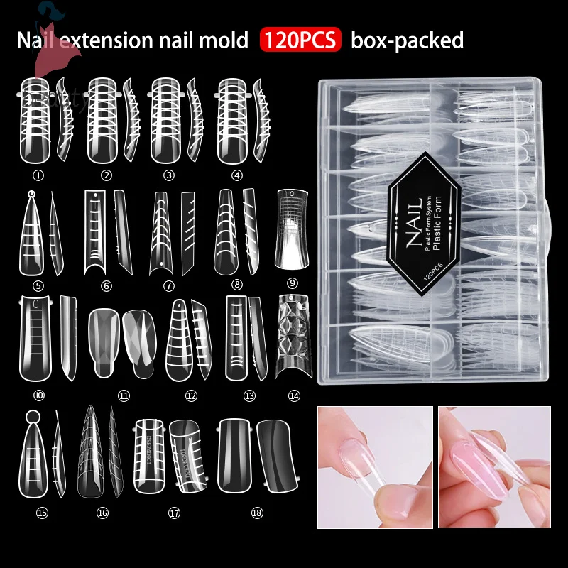 120pcs Fake Nails Full Cover Press On Nails Crystal Extension Soft Gel Nail Mold False Nail Tips For Extension System