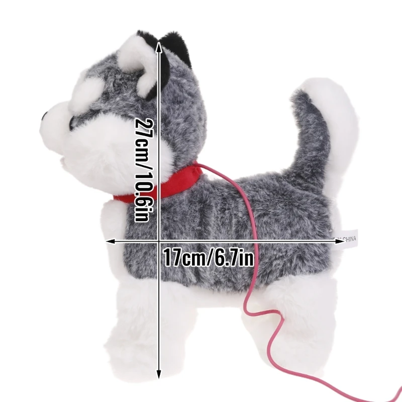 Juguete peluche perro que camina, juguete aprendizaje para gatear con música, correa, cuerda, cachorro, perro, regalo y