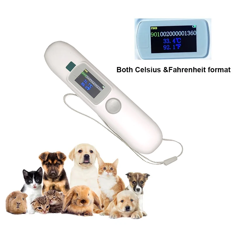 CT006 Pet Handheld RFID reader for FDX-B Animal Temperature/Thermo microchip cat dog horse livestock health monitoring Free APP