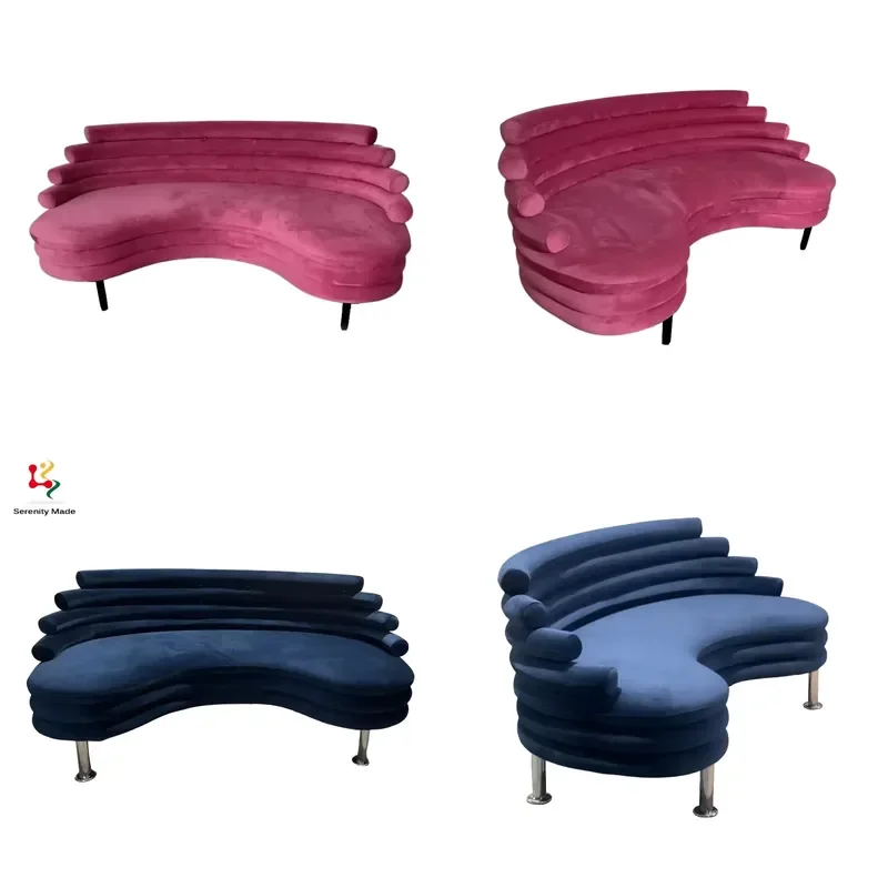 Commercial Restaurant Home Furniture Wood Frame Pink Velvet Box Seats Suitable for Hotel Modern Style