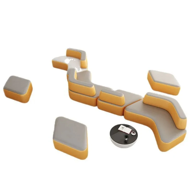 Modern Minimalist Office Sofa Combination Waiting Reception Room Special-shaped Leather