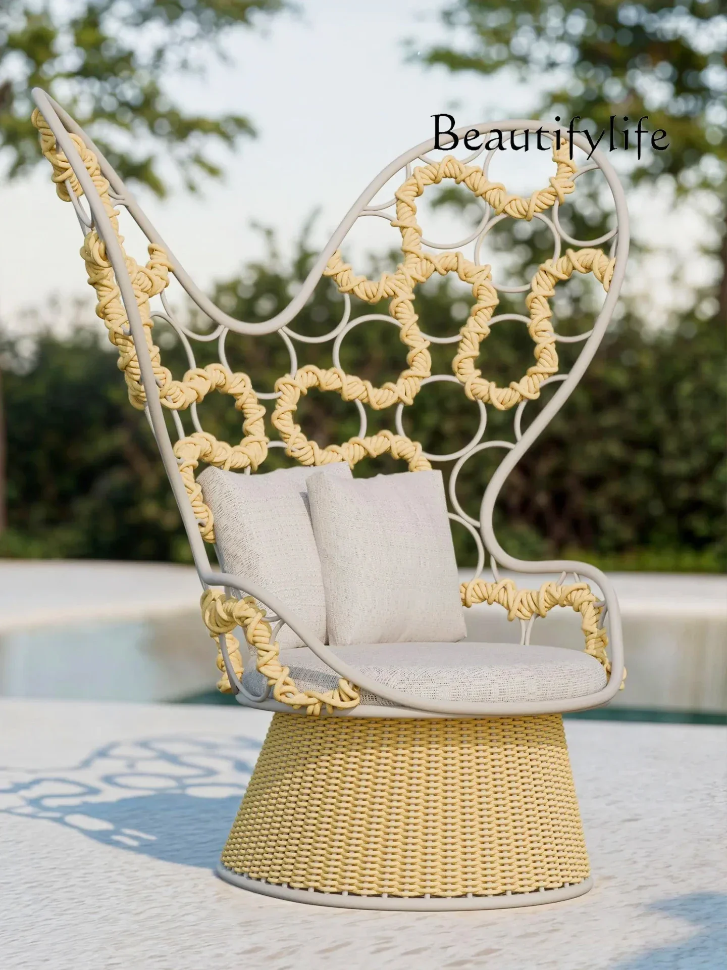 I S Outdoor Rattan Sofa Leisure Rain And Sun Protection Courtyard Balcony Hotel Design Garden Open-air Combination