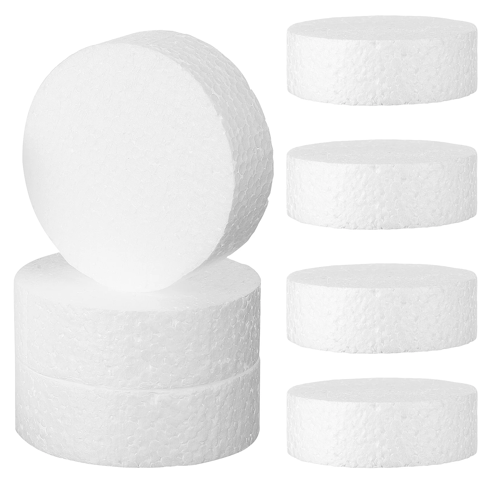7 Pcs Foam Blocks Cylinder Round Shapes For Crafts Double Sided Discs Circles White