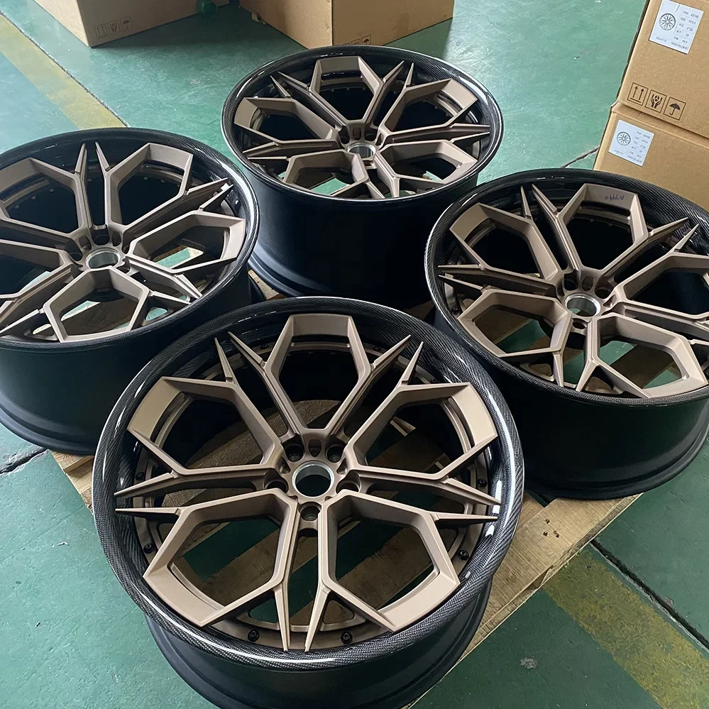 GVICHN Brand 6061-T6 aluminum alloy car wheels Lips covered with carbon fiber coating forged custom wheels