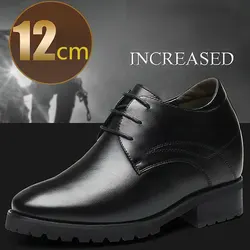 Chaussures en cuir pour hommes, souliers avec élévateur Extra-haut de 12cm, pour le travail