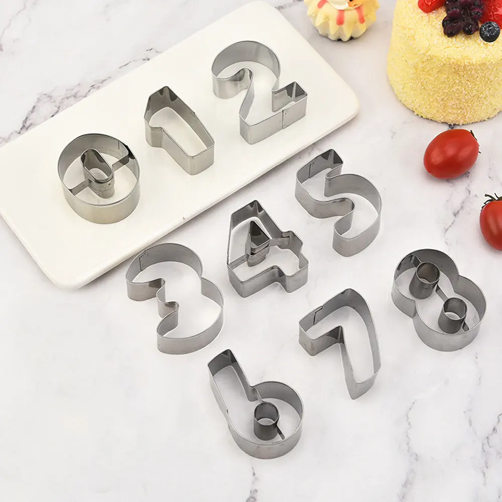 9Pcs/Set Digital Shape Cookie Cutter Moulds Numbers 0-8 Arabic Numerals Cute Candy Biscuit Mold DIY Pastry Baking Cake Mold