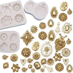 Kinds of European Gem Turn Sugar Silicone Mold Diy Baking Cake Retro Decorative Chocolate Gypsum Resin Clay Mould Drip Form M674