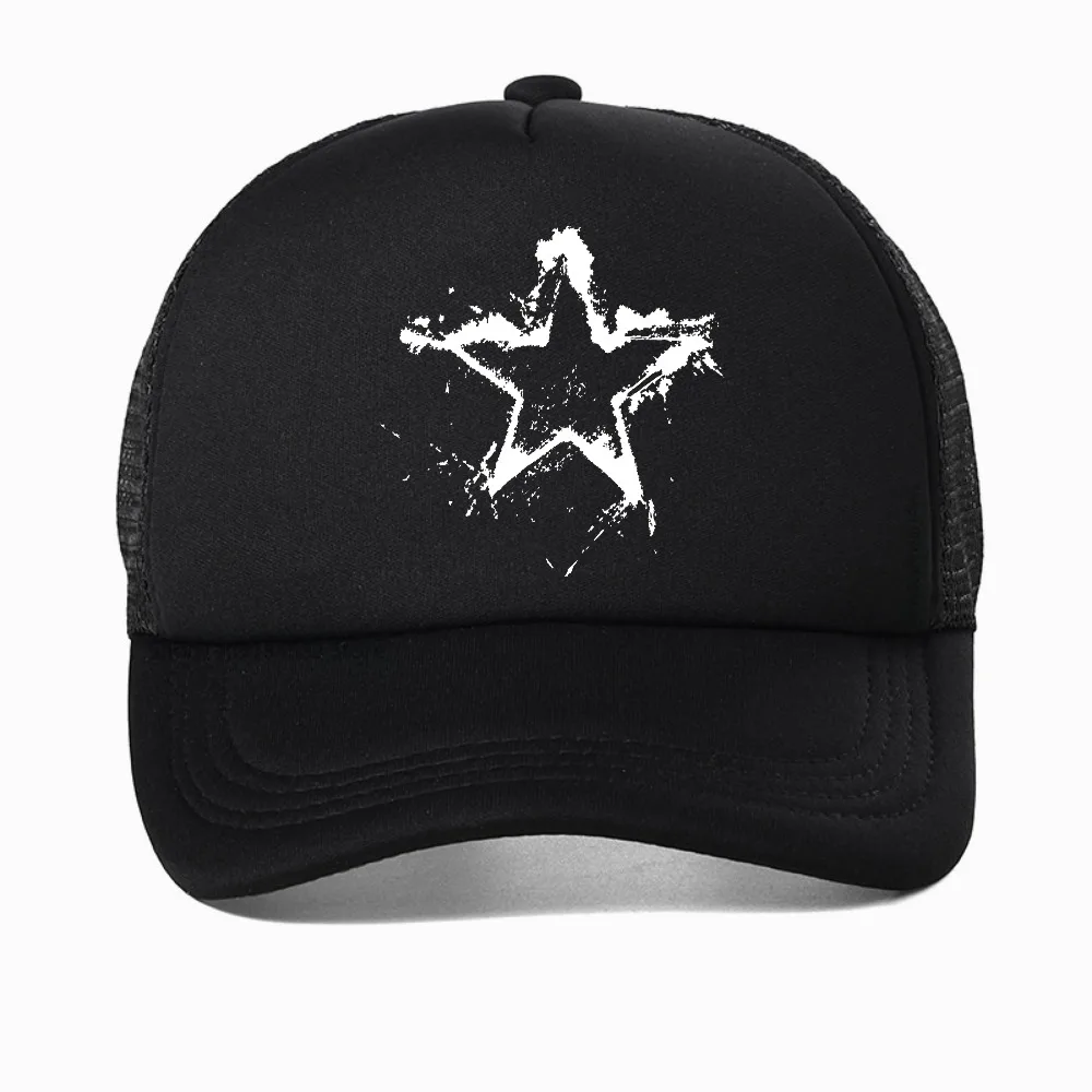 

Summer men's casual creative pentagram pattern printed baseball cap fashion casual mesh trucker hat Breathable snapback hat