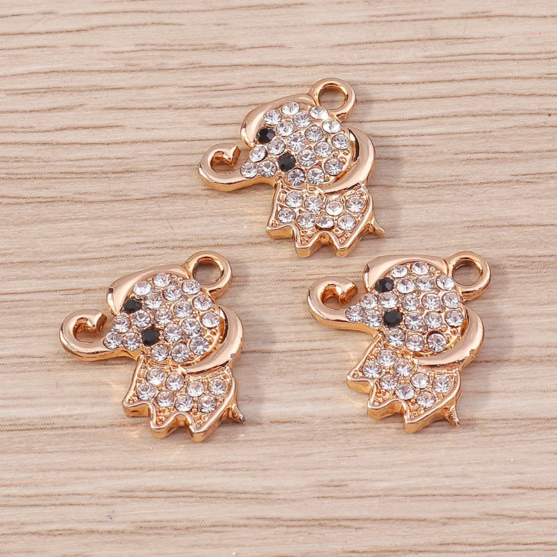 10 Stück 15 x 16 mm niedliche Kristall-Tier-Elefant-Anhänger für die Schmuckherstellung, Ohrringe, Halsketten, Armbänder, DIY-Bastelzubehör – Detail 3