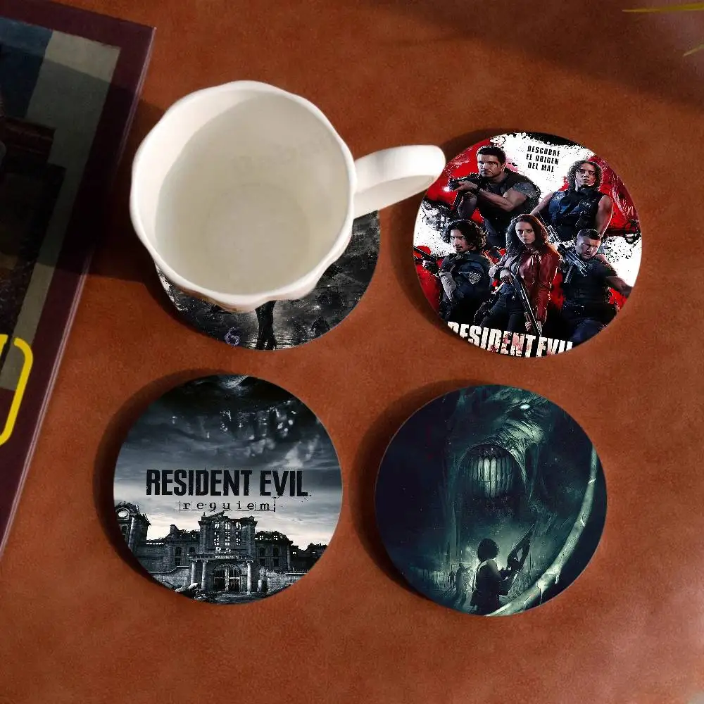 Game R-Resident Evil Retro Wooden Cup Mats Elements Colour Printing Cup Coasters Home Kitchen Decora Gifts