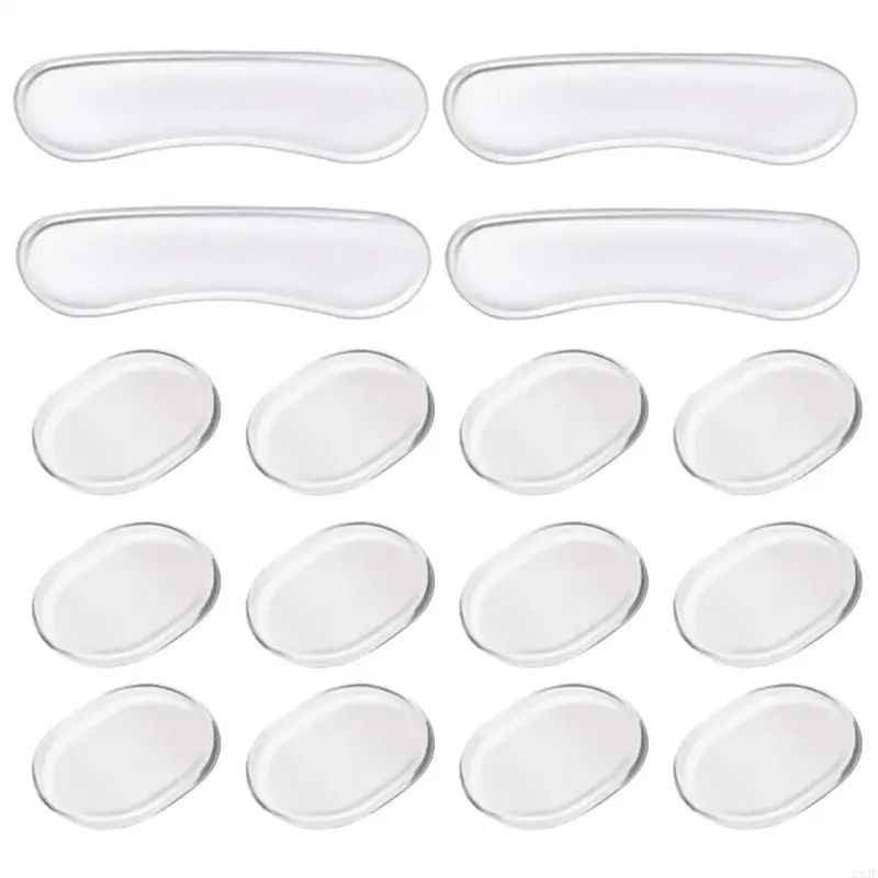 242F 16Pcs Drum Dampener Gels Moon Gel for Drums Silicone Drum Damper Gel Pads Clear Oval and Long Strip Drum Silencers Pads