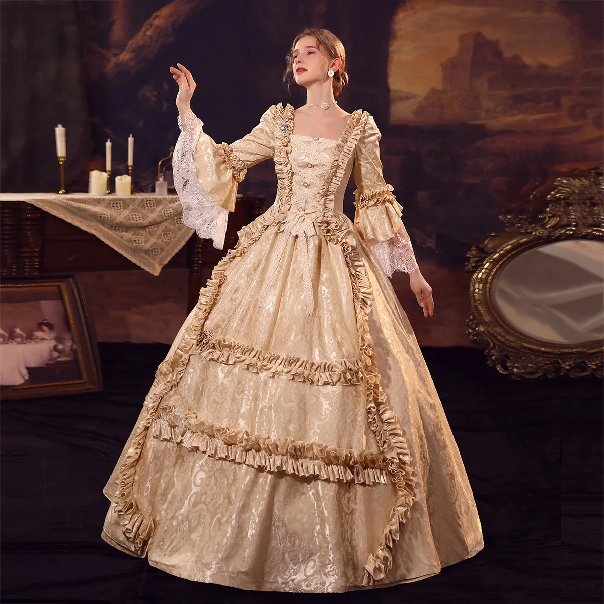 French oil painting court dress Princess dress jacquard photo drama annual masquerade ball tea party court dress