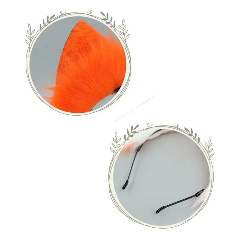 

652F Handmade Cats Ears Headwear Tails Set Accessories Halloween Christmas Cosplay
