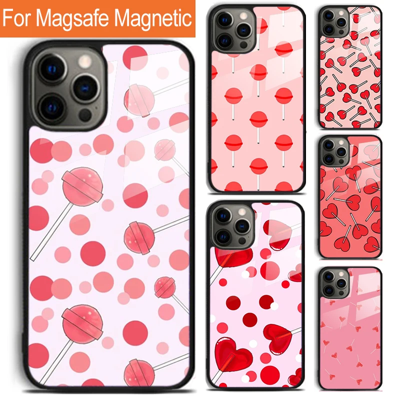 

Чехол для телефона Red Lollipops для iPhone 17, Air 16, 15, 14, 12, Pro Max Plus Magsafe, магнитный чехол для беспроводной зарядки