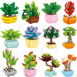 2024 Creative Flower Succulent Potted Building Blocks Home Decoration Model Eternal Bouquet Bricks Tiny Plant Flower Blocks Toys