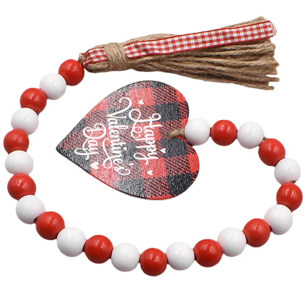 

Wooden Beaded Pendant Valentines Decorative Ornament Beads Valentine's Day Garlands Rural