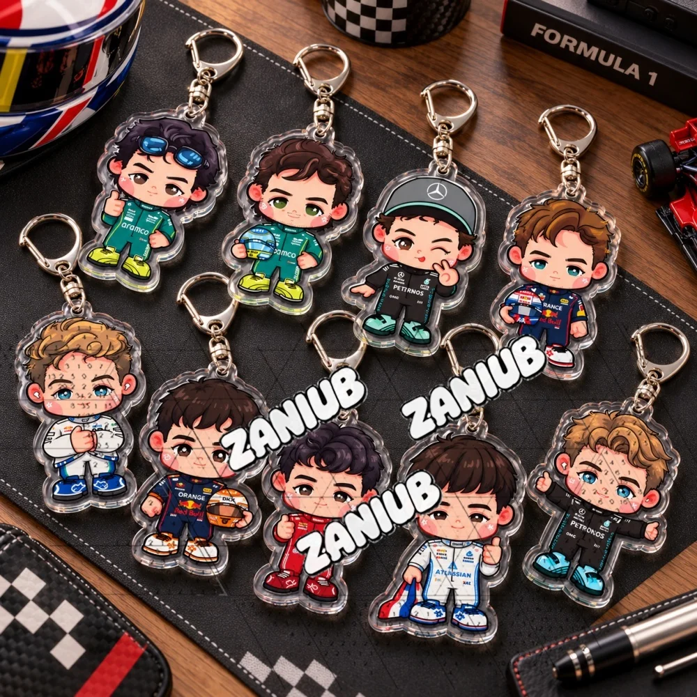 Cute Cartoon Anime Formula One Racing Drive Keychain Acrylic Keychain