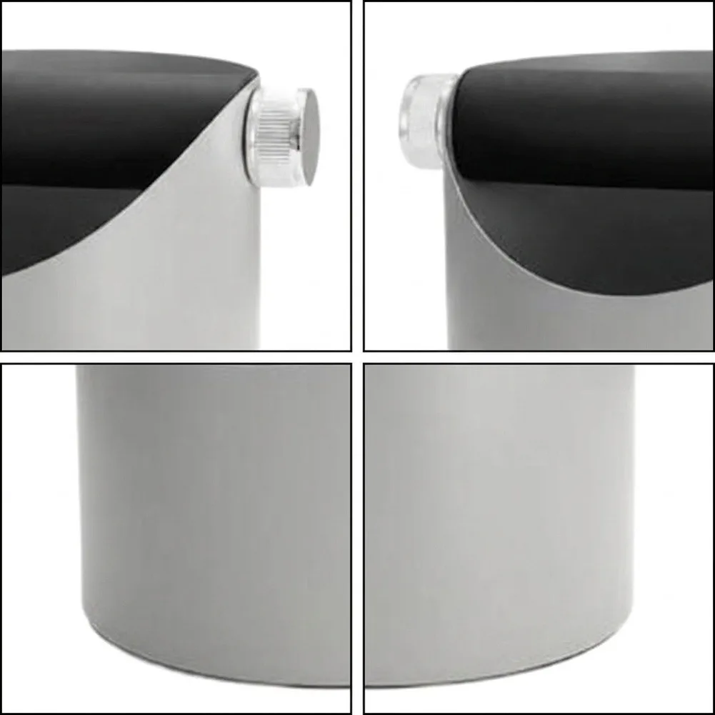 1 Piece Gray Steel Coffee Knock Box With Silicone Bar For Espresso Grounds Waste Disposal Home Cafe Kitchen Accessory
