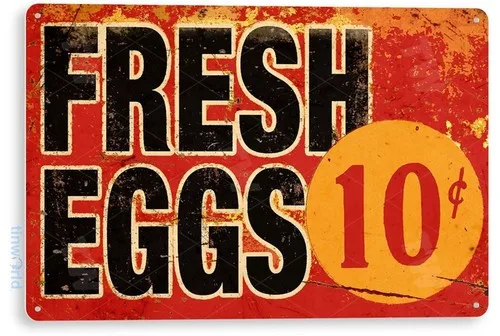 TIN SIGN Fresh Eggs 10 Cents Kitchen Cottage Farm Coop Rustic Metal Décor B989