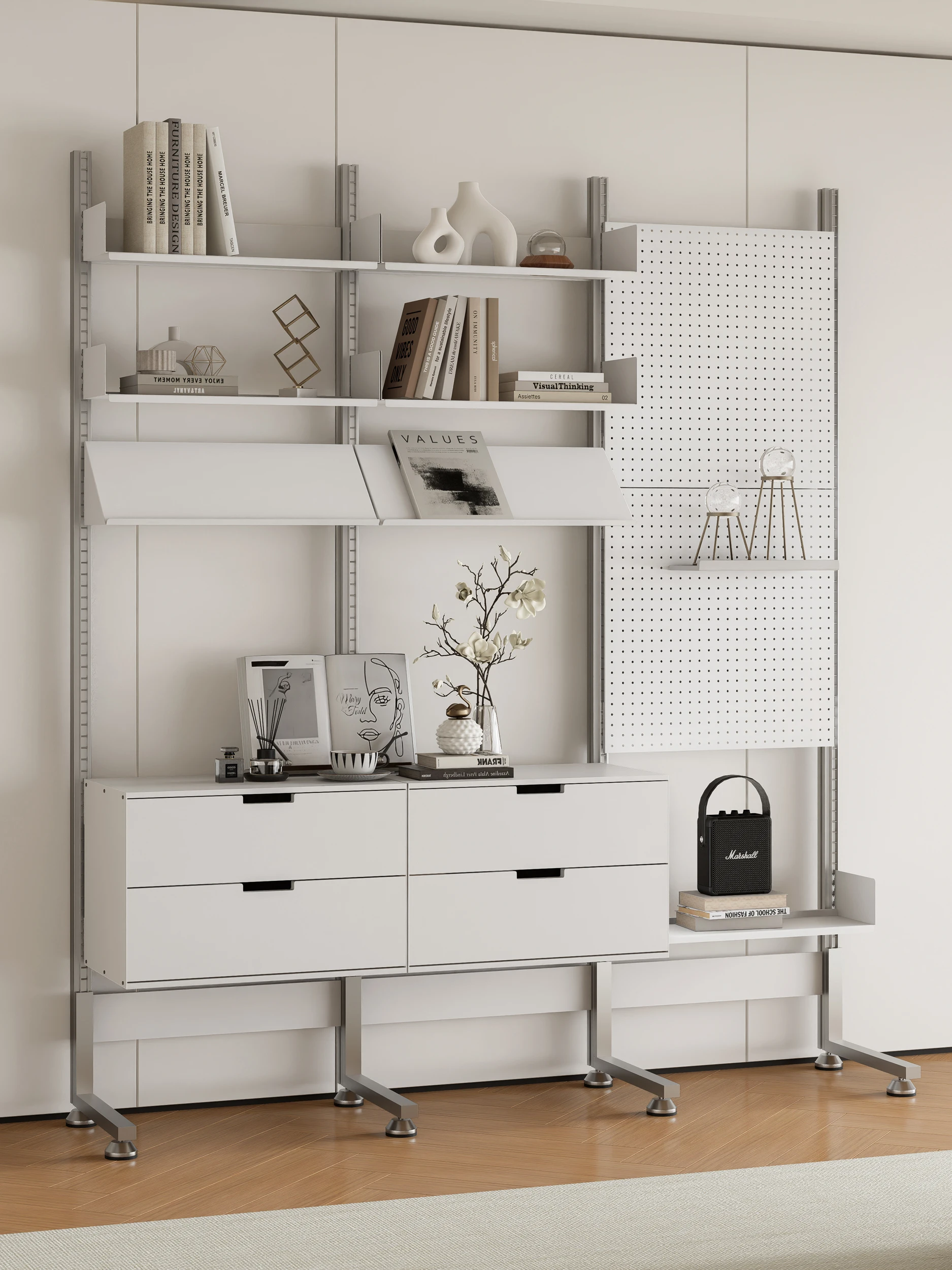 Lifestyle non-punching floor rack Modern minimalist style display rack Small apartment bookshelf Entrance display rack