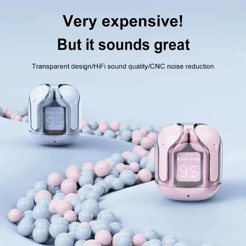 Premium T2 Tws Wireless Bluetooth Headset Earbuds Transparent ENC Digital Display Stereo Sound Earphones image 5