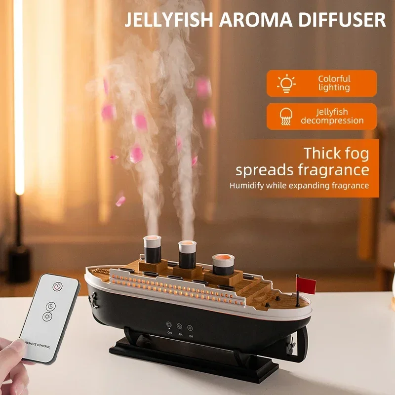 Cruise Ship Humidifier Essential Oil Aromatherapy Diffuser EU/US Plug-in Remote Control Decompression Romantic Home Room Decor
