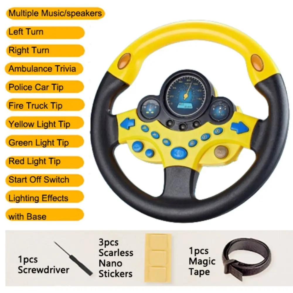 

Creative Kids Steering Wheel Funny 360° Rotation Simulation Steering Wheel Toys Sound & Light Montessori