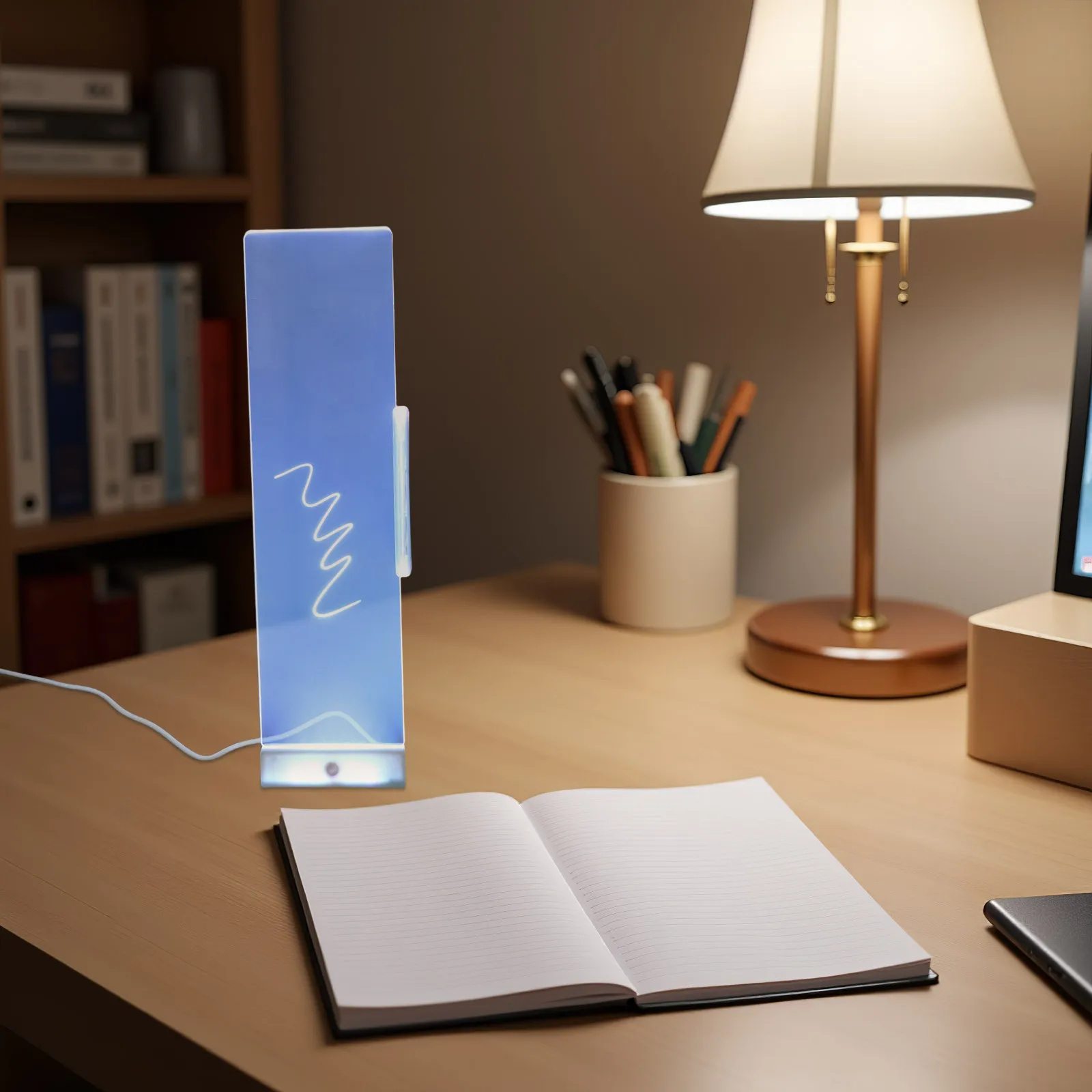 1 ชุด กระดานบันทึกข้อความแบบมีไฟ LED ติดตั้งบนหน้าจอ แผงด้านข้างแบบใส ใช้สำหรับติดโน้ตเตือนความจำ สำหรับงานสำนักงาน