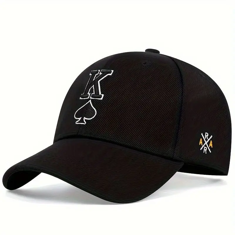 Spades K Letter Cap Fashion Embroidered Baseball Cap Outdoor Shade Hat Men and Women All Match Personality Hat