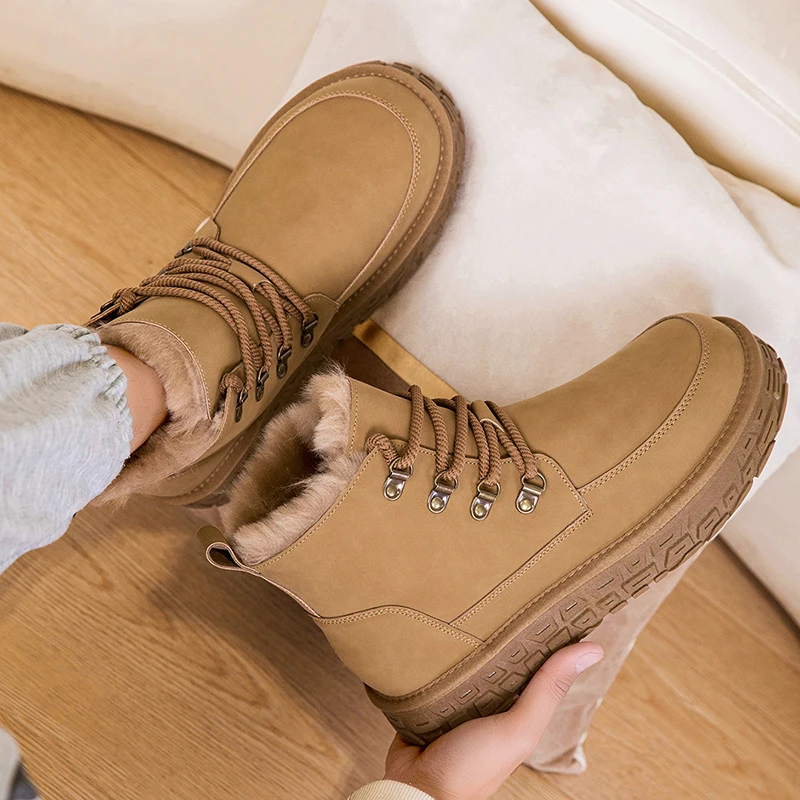 

Leather Zipper Walk Flats Ankle Boots Snow Boots for Men Winter Cotton Shoes High-top Trend Tooling Shoes Men Casual Shoes 2025