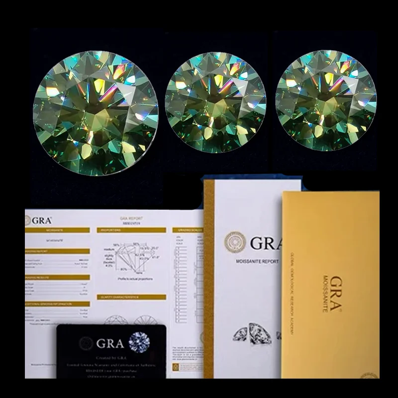 

100% Real Green Moissanite Lab Grown Diamond D Color Certified Moissanite Loose Stone Moissanite Gemstone