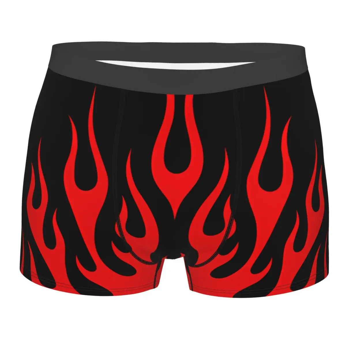 Custom Red Fire Flames Pattern Boxers Shorts Mens Briefs Underwear Fashion Underpants