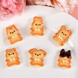 Cabujones de resina de la serie de galletas de animales, 10 piezas, parte trasera plana para horquilla, álbum de recortes, joyería artesanal, accesorios de decoración