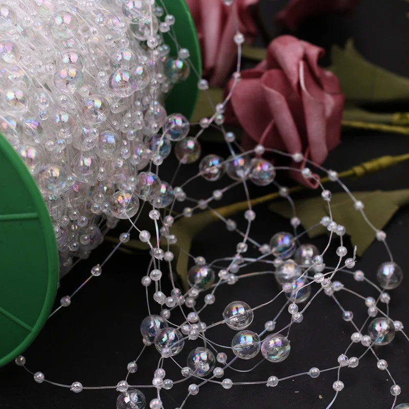 

Свадебный букет из жемчужных цветов, 60-метровая пластиковая занавеска из бусин, подвесная занавеска, бусины на леске, аксессуары, домашний текстиль, шторы