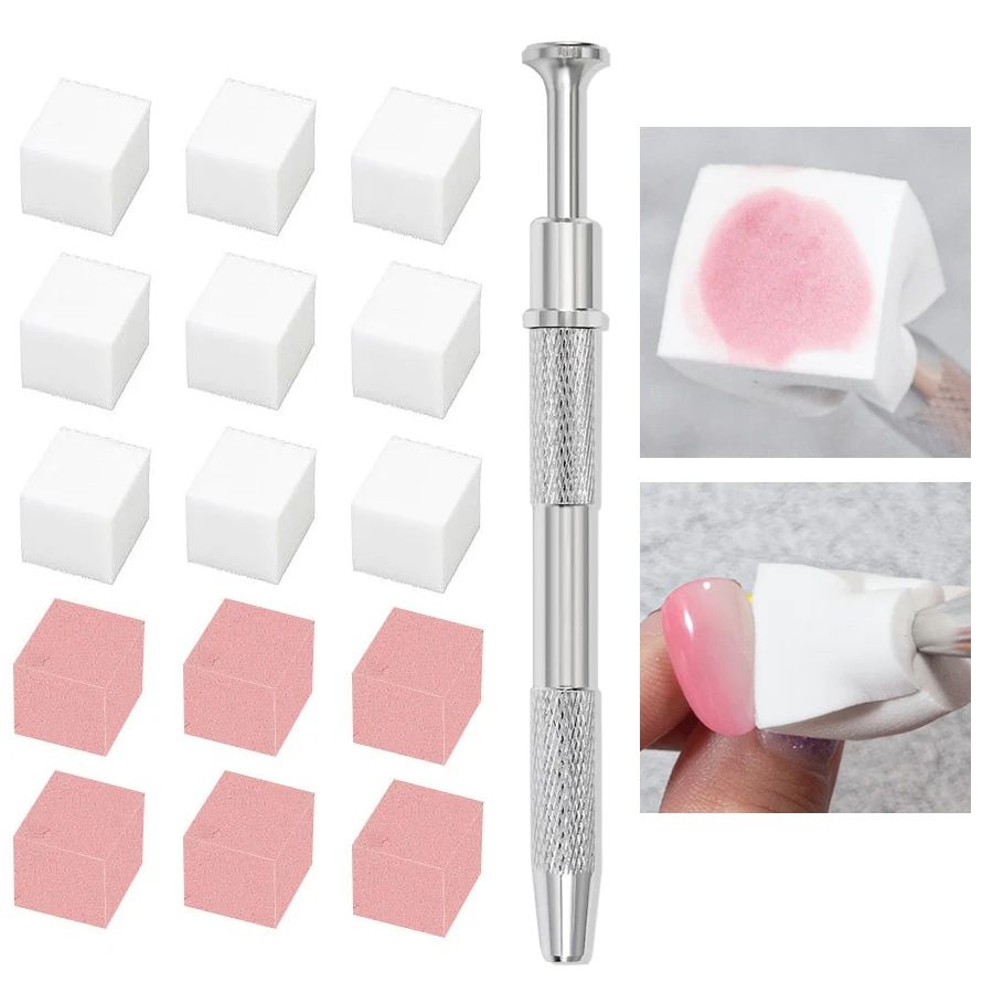 50 Stück Nail Art Schwamm DIY Farbverlauf und Schwamm Grabber Nagelbürste Nail Art Werkzeuge Zubehör – Detail 1