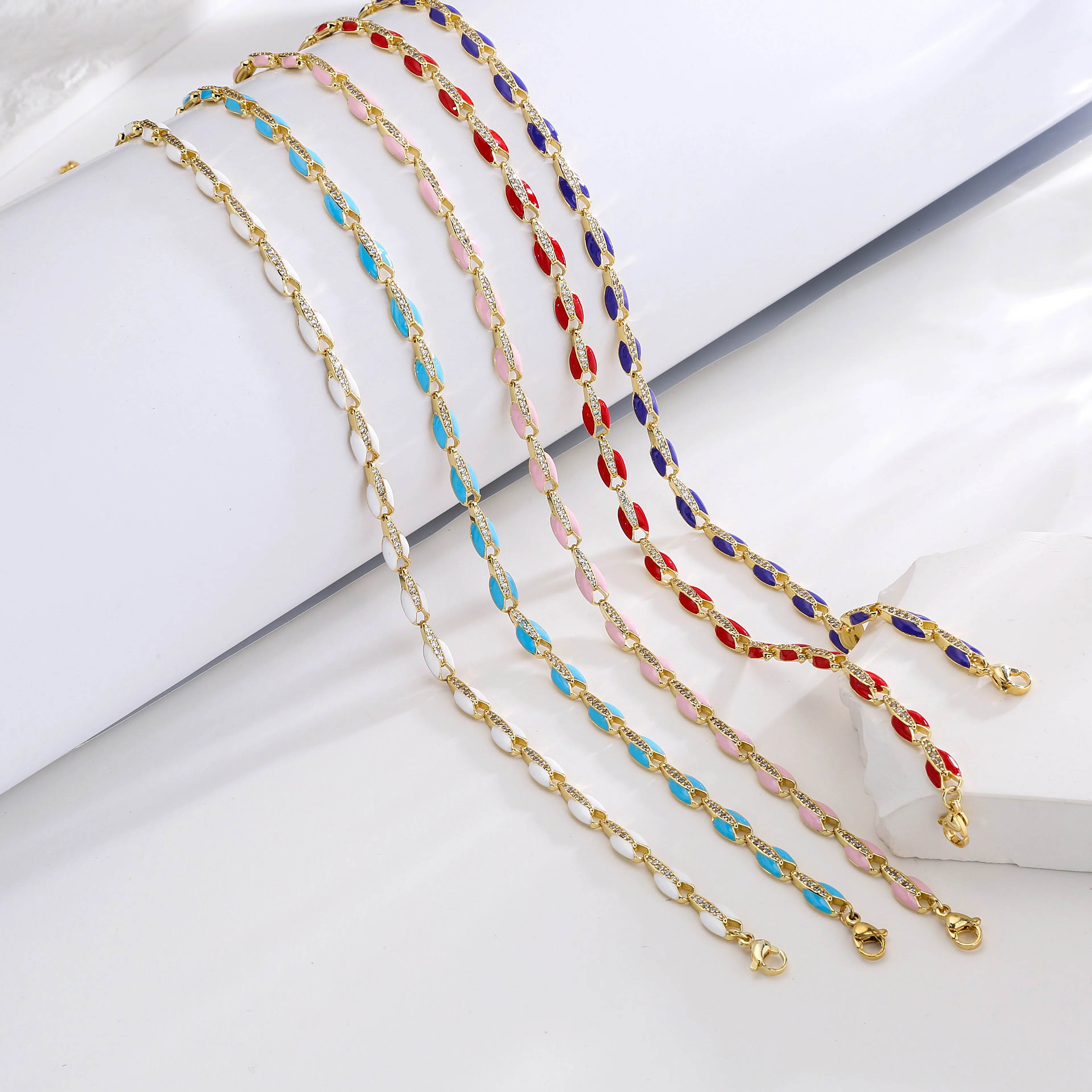 HECHENG,original fluorescent color chain necklace Bracelet ,fashion jewelry set factory direct sales wholesale