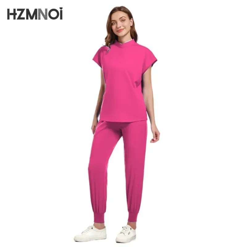 New Tops+pant Medical Uniform Surgery Scrubs Shirt Short Sleeve Pet Shop Doctor Nurse Nursing Uniform Set Women Workwear Scrub