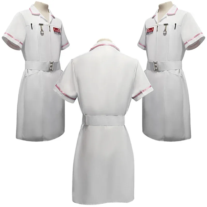 زي الممرضة فستان لعب الأدوار الشرير الفائق، بدلة الهالوين النسائية التنكرية، حزام لعب الأدوار المهرج للبالغين، ساعة الجيب ft؛