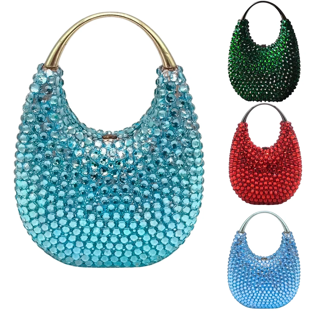 

WHTUOHENG Stone Top-Handle Crystal Evening Bags Lady Diamond Bags Wedding Bridal Rhinestone Clutch Handbags Party Dinner Purses