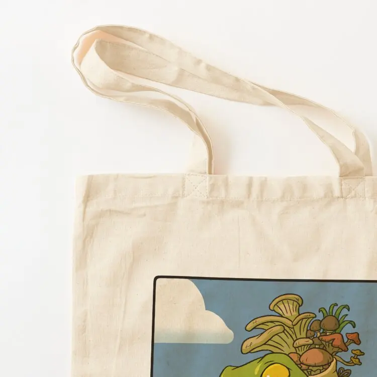 لطيف الضفدع الفطر المنتقى الفن مع خلفية حمل حقيبة المرأة المتسوق حقيبة القماش حمل أكياس المتسوق للنساء #3