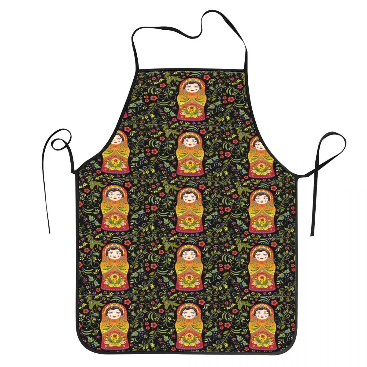 Russian Doll Matryoshka Apron Chef Cuisine Tablier Waterproof Bib Kitchen Cleaning Pinafore for Women Men Painting