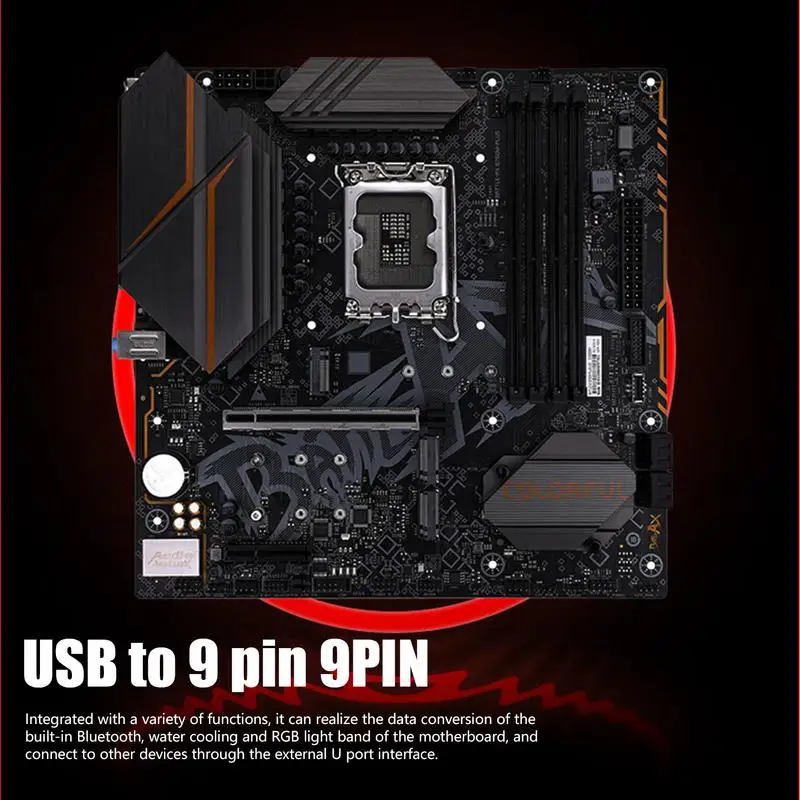 9 Pin USB Header USB ke DB9 Pin Female Converter Cable kompatibel dengan 9-Pin USB Motherboard Male Header dan USB tunggal tipe A